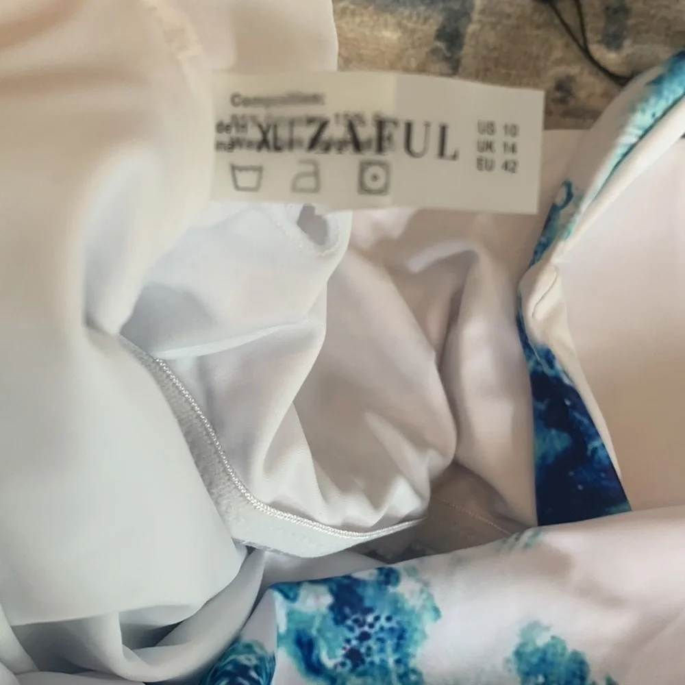 Nwt Zaful Ocean Wave Print one Shoulder One Piece Swimsuit - Picture 6 of 8